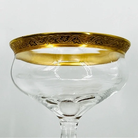 Set of 4 Vintage Minton Tiffin-Franciscan Champagne 4 Ounces Gold Rim Glasses - Picture 5 of 14